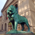 High quality villa gate sculpture of copper lion sculpture